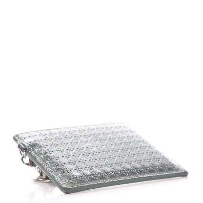 Christian Dior Metallic Patent Micro-Cannage Lady Dior Card Holder Silver 4 of 11