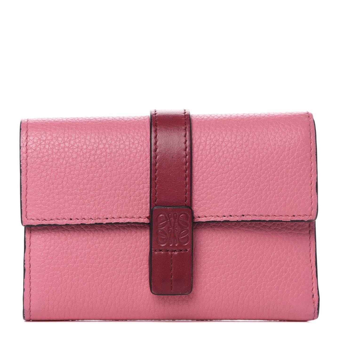 Grained Calfskin Compact Zip Wallet Wild Rose Raspberry