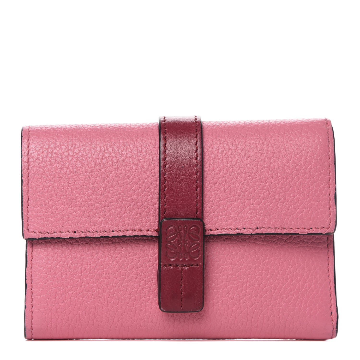 Loewe Grained Calfskin Compact Zip Wallet Wild Rose Raspberry 1 of 9