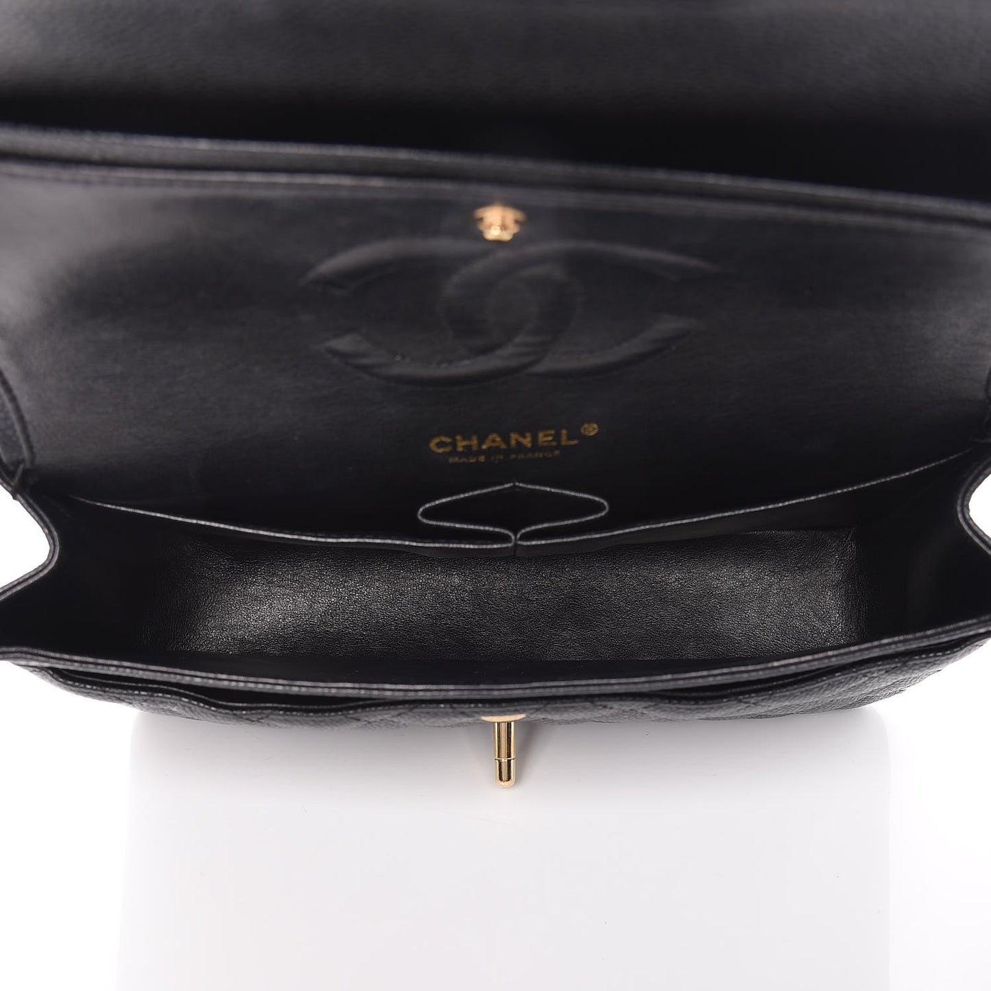 Caviar Quilted Medium Double Flap Black