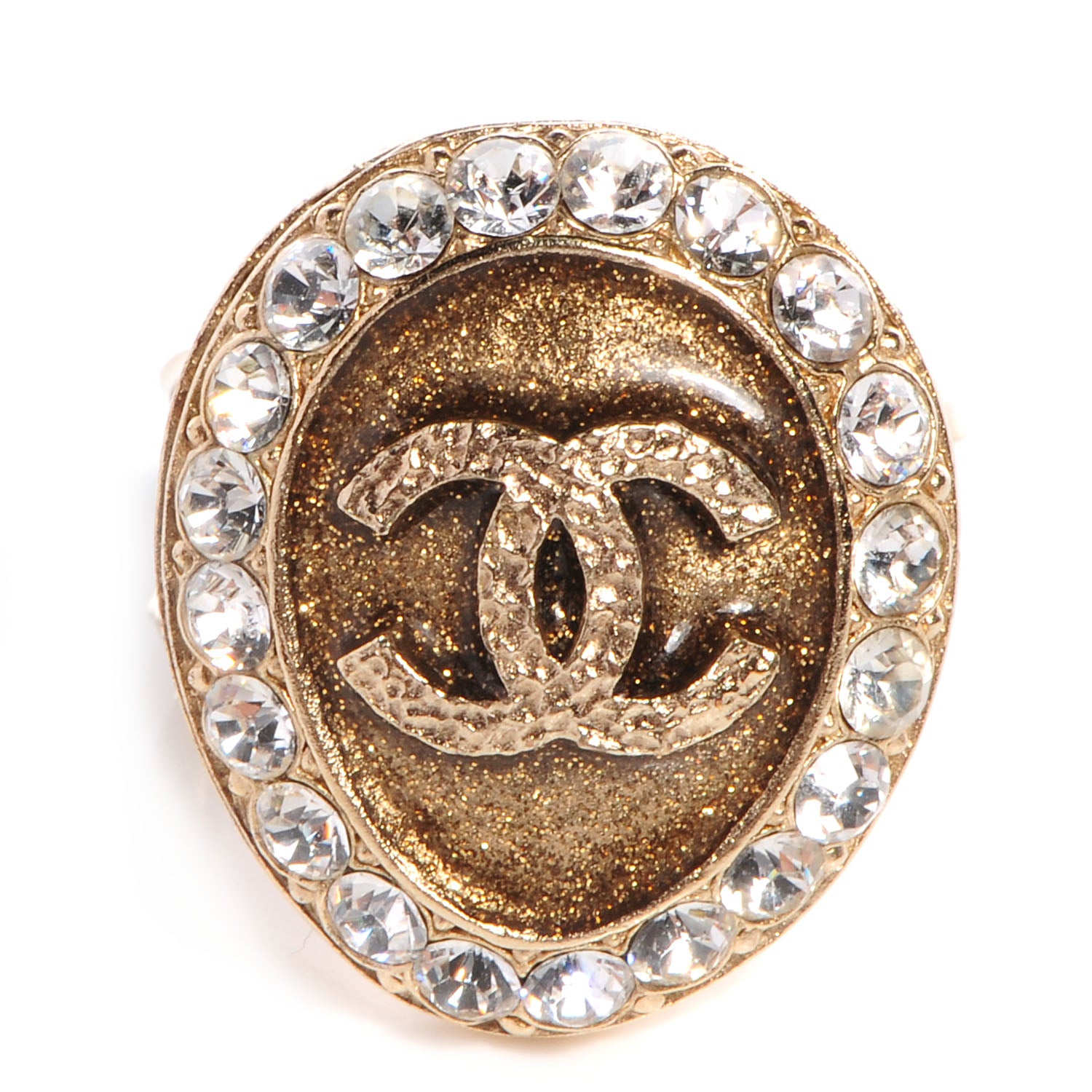 Chanel Crystal CC Coco Loves You Locket Ring Gold 7 1 of 5