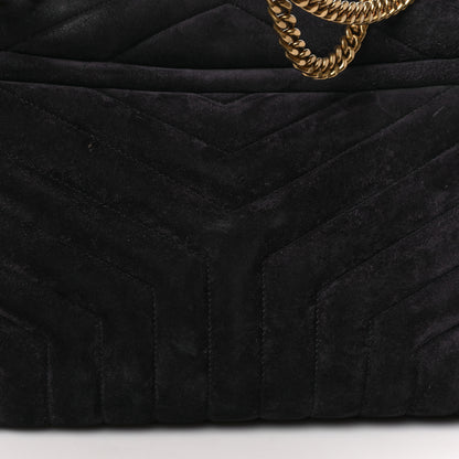 Saint Laurent Suede Calfskin Y Quilted Monogram Medium Loulou Chain Satchel Deep Marine 12 of 12