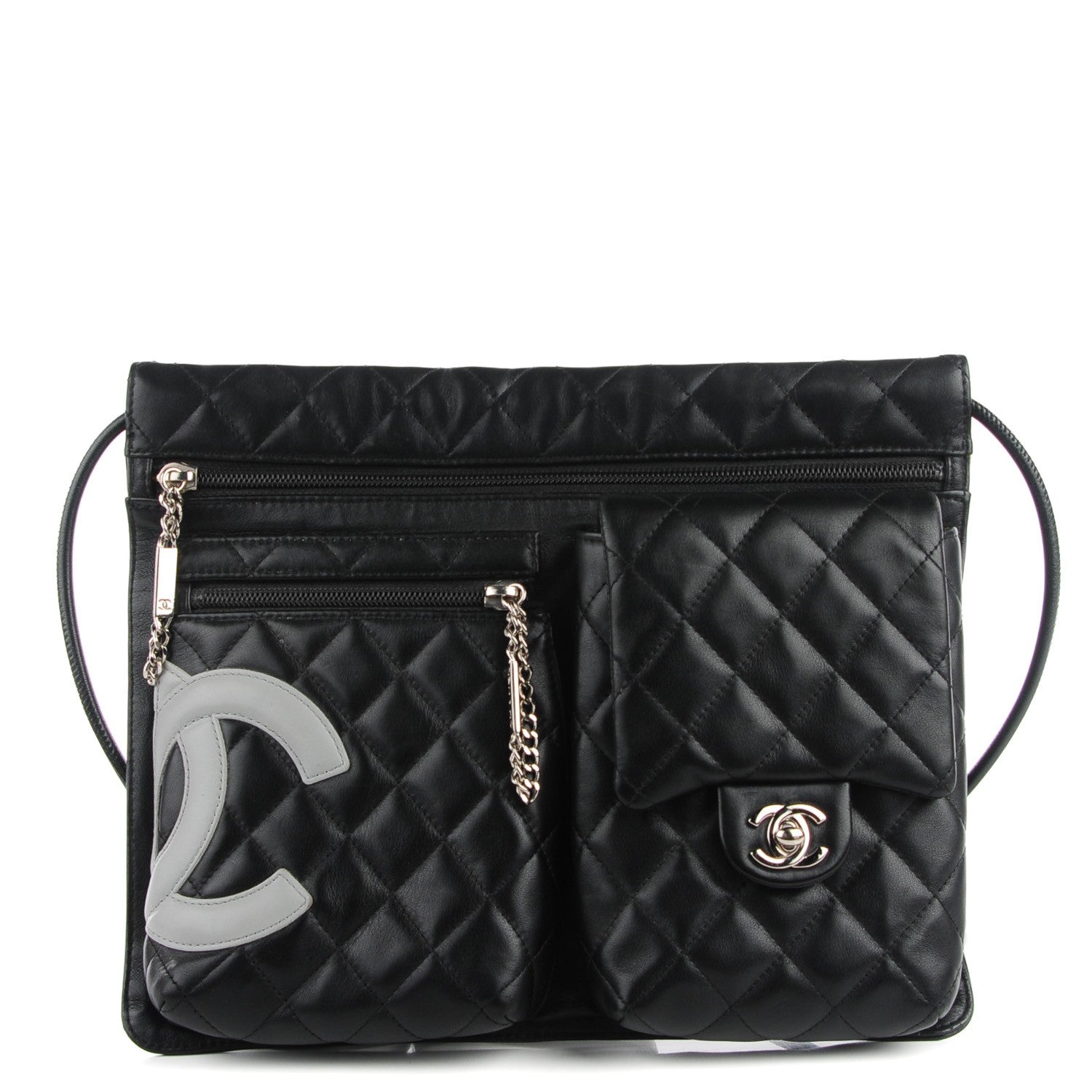 Chanel Calfskin Quilted Cambon Multipocket Shoulder Bag Black 1 of 8