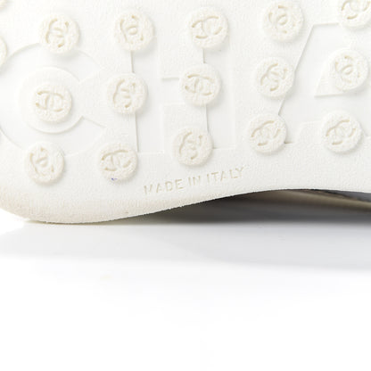 Chanel Calfskin Mesh Lycra Womens Logo Sneakers 40.5 White 7 of 10