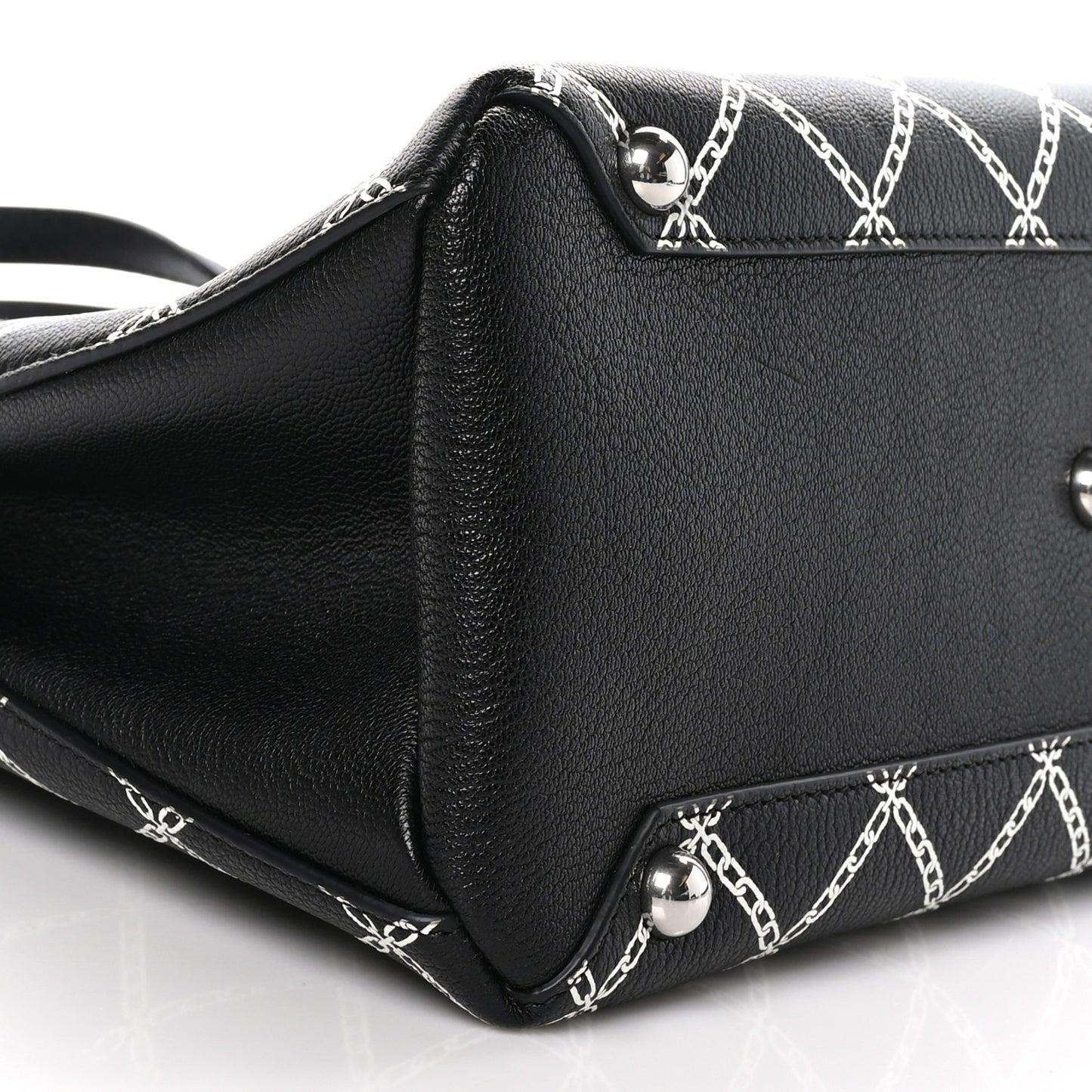 Goatskin Chain Print Medium Banner Tote Black
