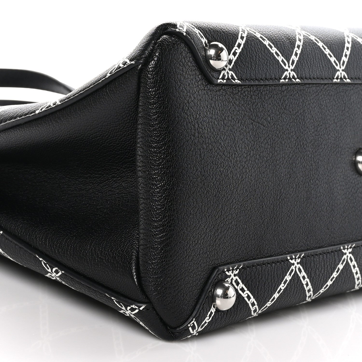 Burberry Goatskin Chain Print Medium Banner Tote Black 8 of 9