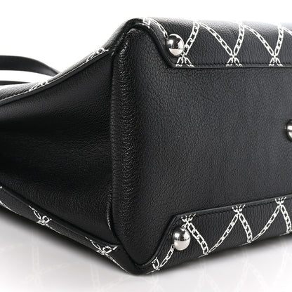Burberry Goatskin Chain Print Medium Banner Tote Black 8 of 9
