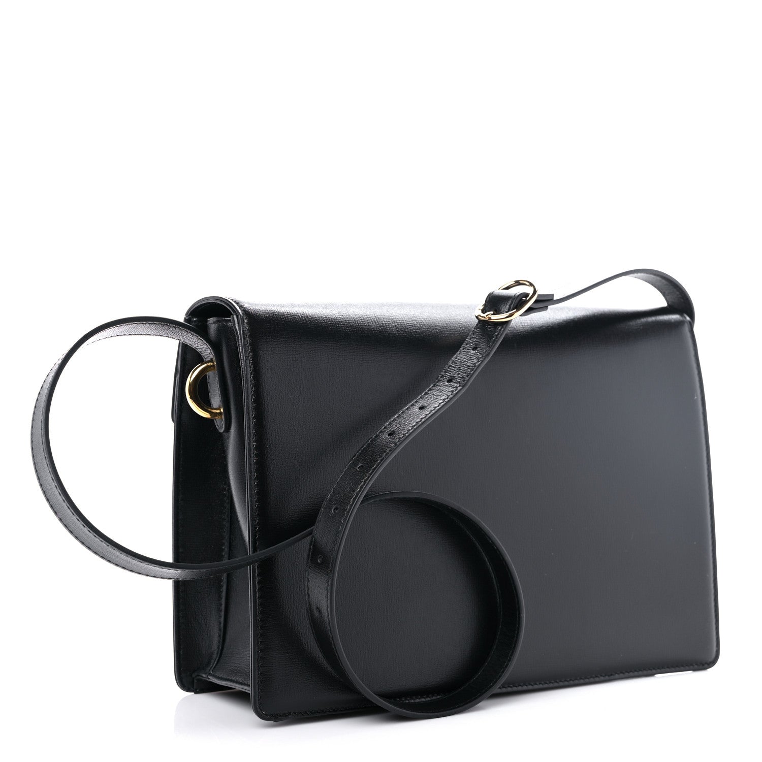 Gucci Textured Calfskin Medium Torchon GG Ring Shoulder Bag Black 3 of 8