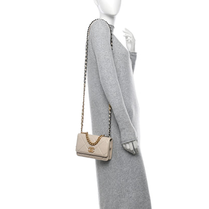 Chanel Lambskin Quilted Chanel 19 Wallet On Chain WOC Light Beige 2 of 11