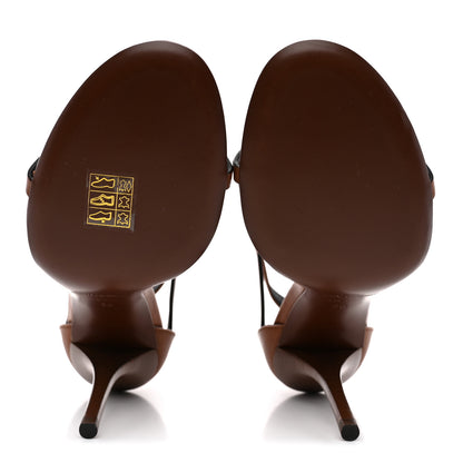 Saint Laurent Calfskin Cassandra 100 Sandals 36 Gold Brown 6 of 12