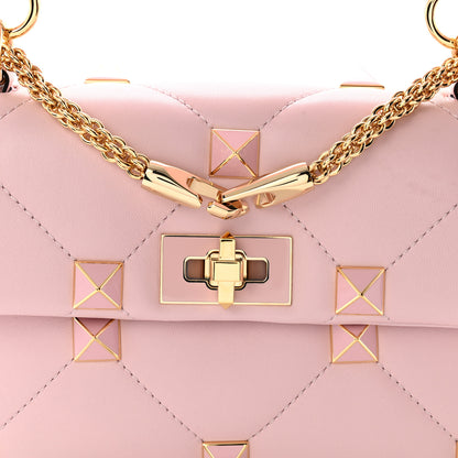 Valentino Garavani Nappa Enamel Medium Roman Stud Shoulder Bag Rose Quartz 7 of 10