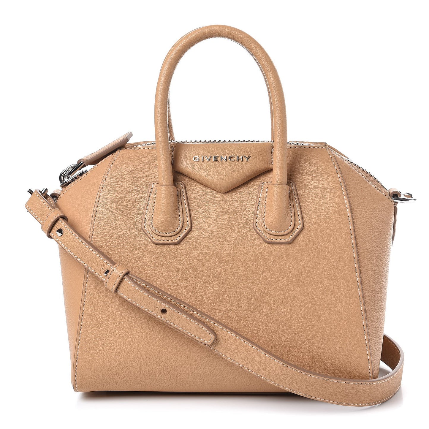 Sugar Goatskin Mini Antigona Light Beige