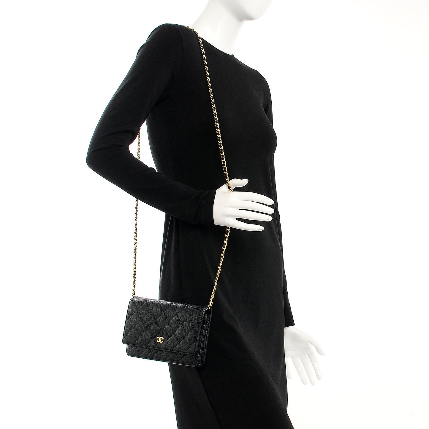 Caviar Quilted Wallet On Chain WOC Black