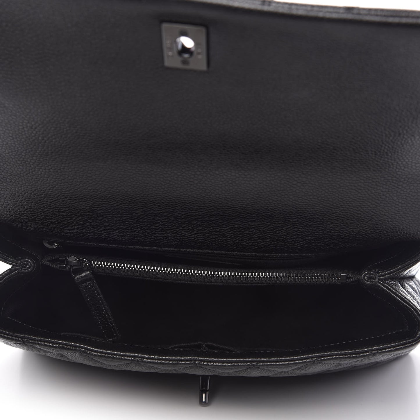 Caviar Quilted Small Coco Handle Flap So Black