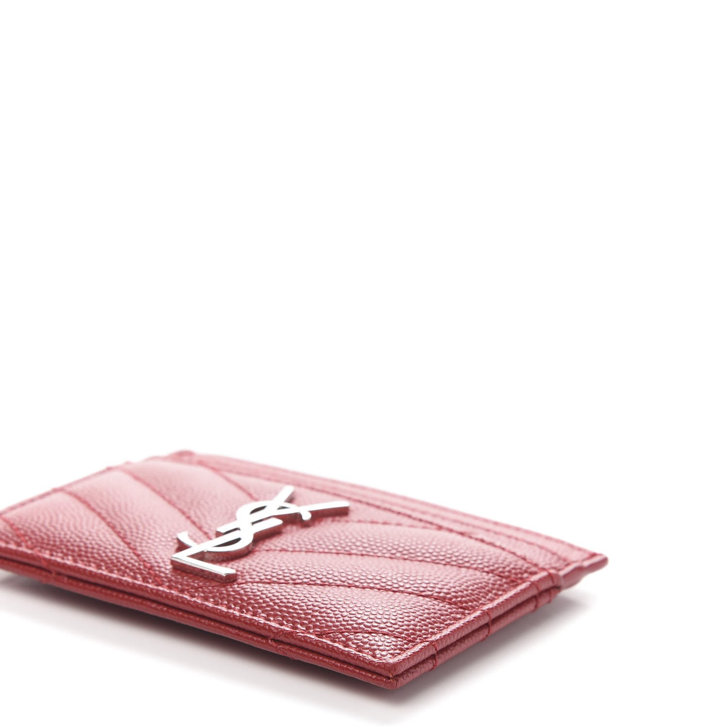 Grain De Poudre Matelasse Chevron Monogram Credit Card Case New Red