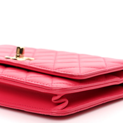 Chanel Lambskin Quilted Trendy CC Wallet On Chain WOC Dark Pink 11 of 12
