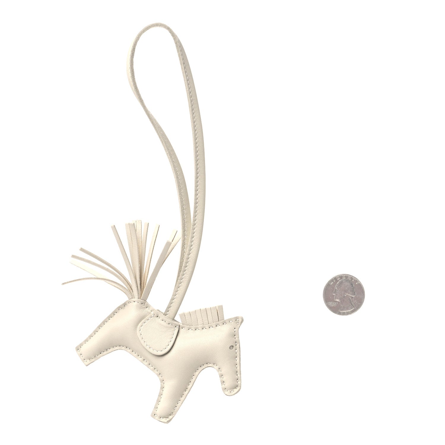 Hermes Milo Lambskin Grigri Rodeo Horse Bag Charm PM Craie 2 of 4
