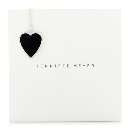 Jennifer Meyer 18K White Gold Diamond Black Onyx Heart Pendant Necklace 8 of 8