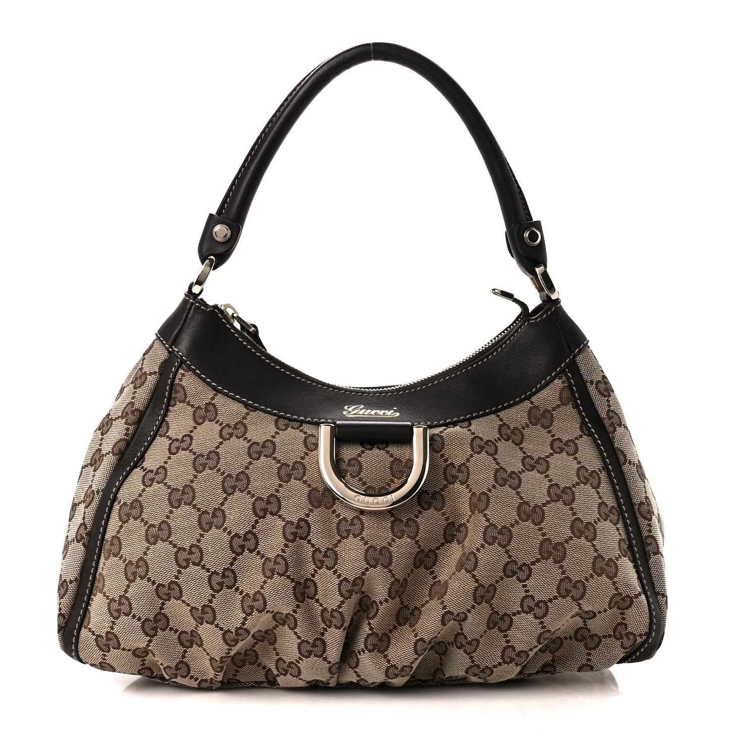Monogram Medium D Gold Ring Hobo Dark Brown