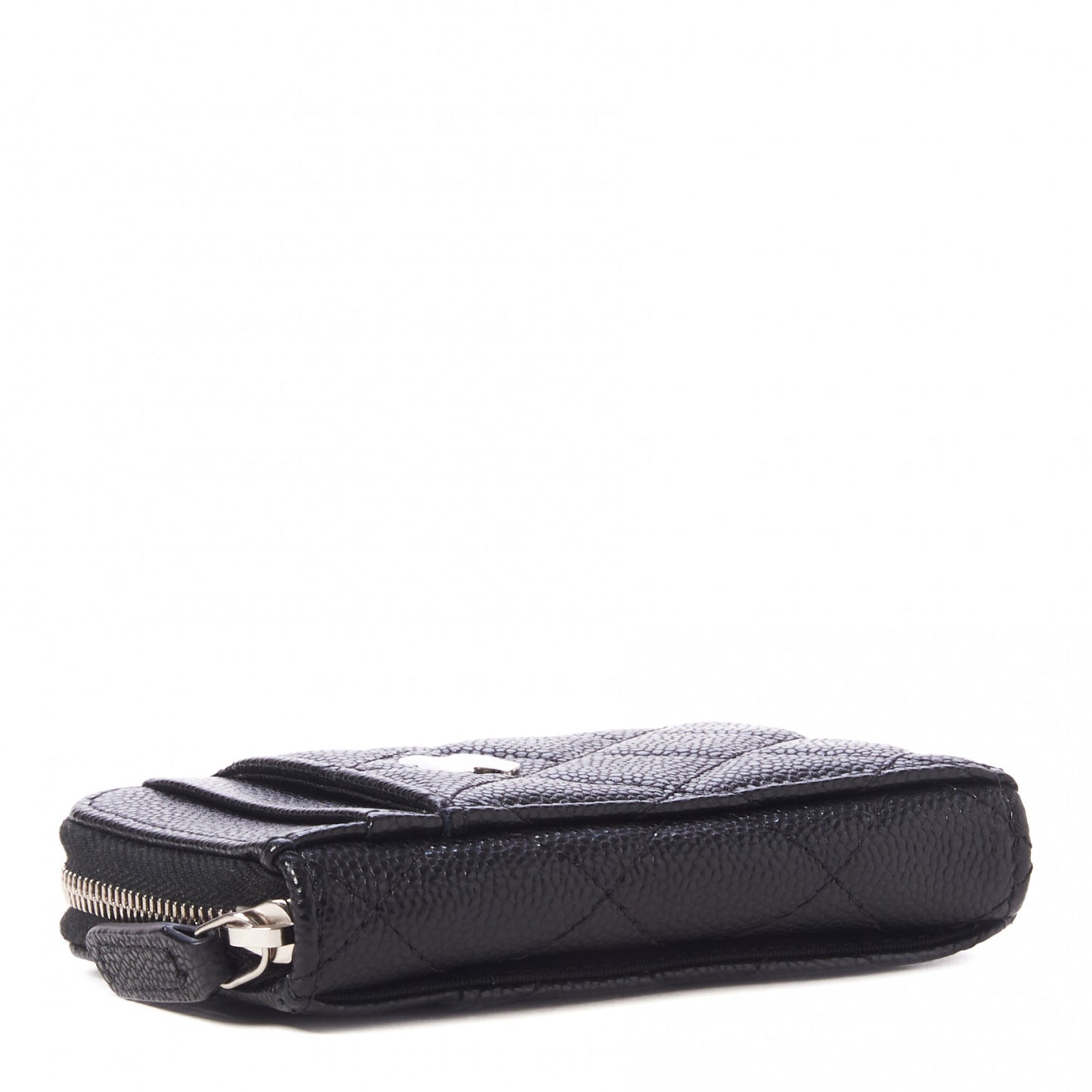 Caviar Quilted Zip Card Holder Black