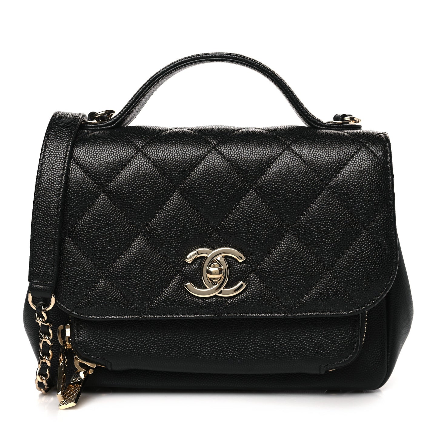 Caviar Quilted Small Business Affinity Flap Black