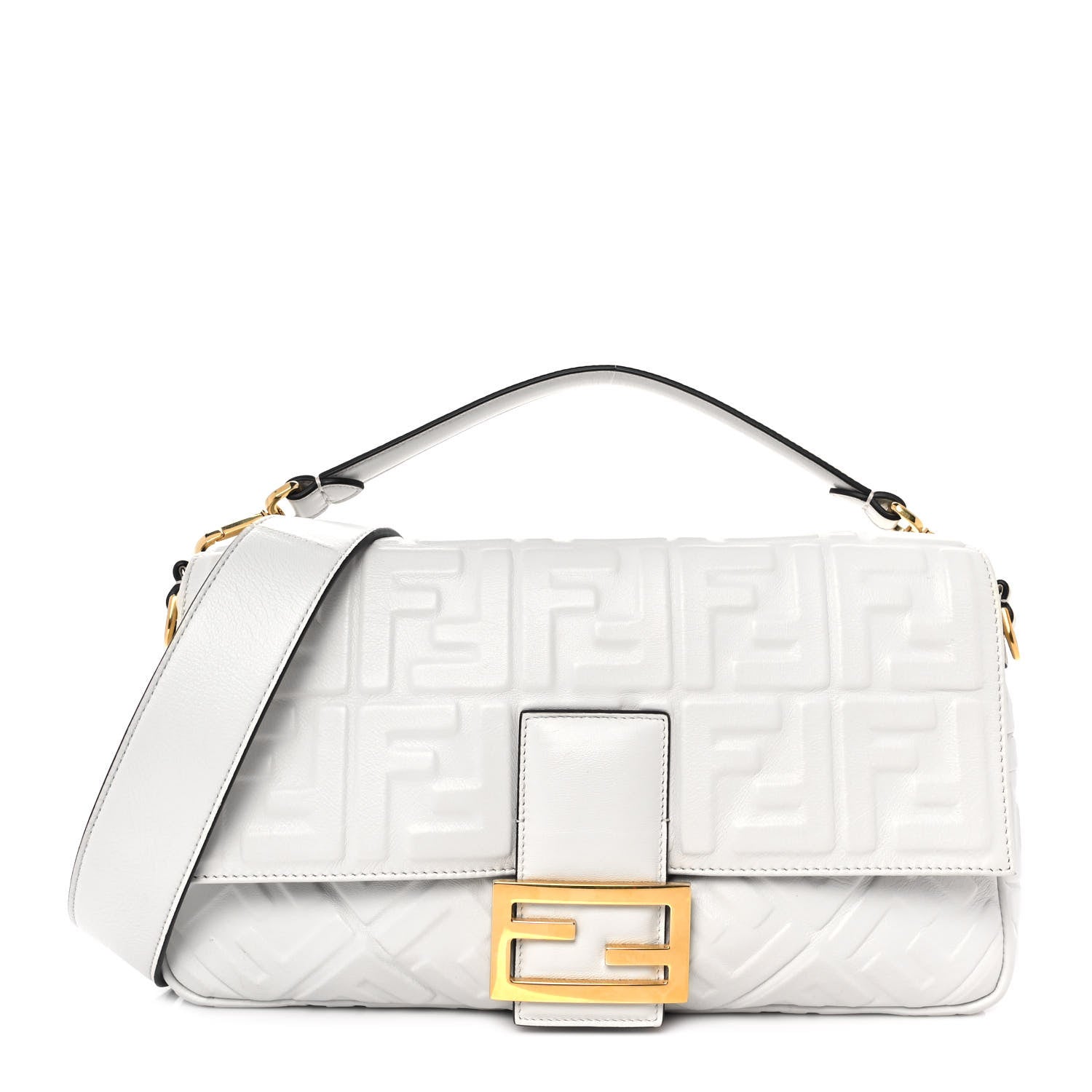 Fendi Nappa FF 1974 Embossed Baguette White 1 of 9