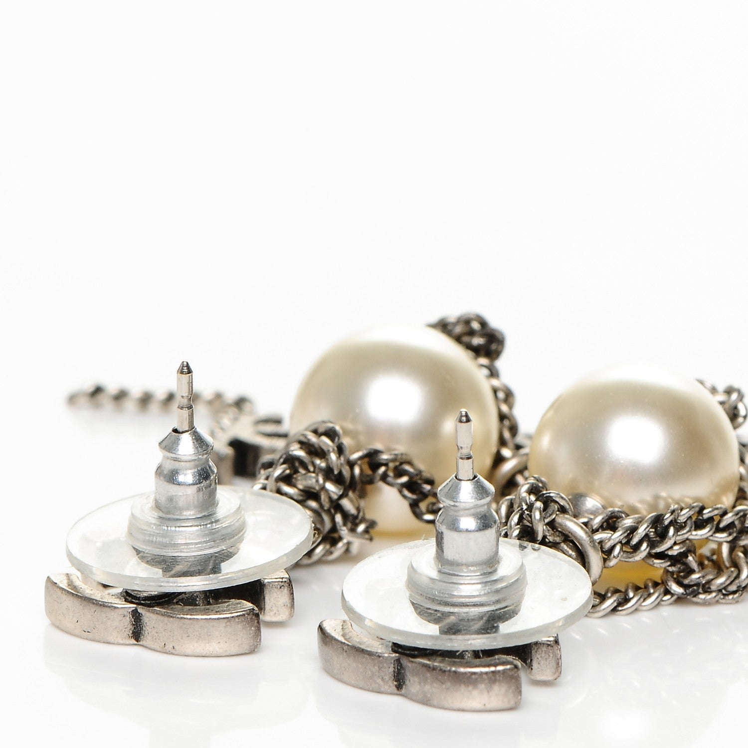 Chanel Ruthenium Pearl CC Drop Earrings 5 of 5