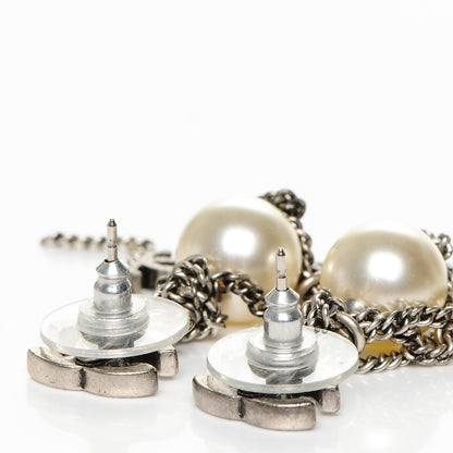 Chanel Ruthenium Pearl CC Drop Earrings 5 of 5