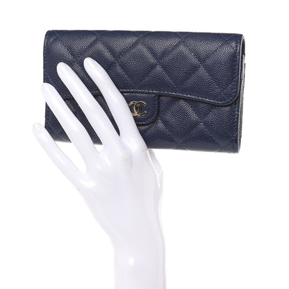 Chanel Caviar Quilted Medium Flap Wallet Blue 2 of 8