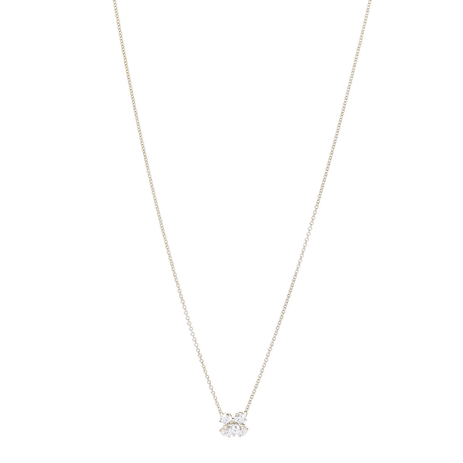 Tiffany 18K Yellow Gold Five Diamond Flower Cluster Pendant Necklace 1 of 6