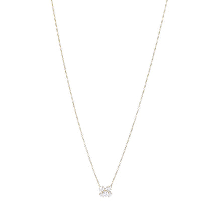 Tiffany 18K Yellow Gold Five Diamond Flower Cluster Pendant Necklace 1 of 6