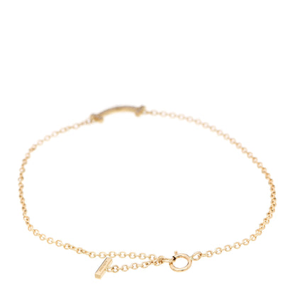 Tiffany 18K Yellow Gold Diamond Mini T Smile Bracelet 3 of 6