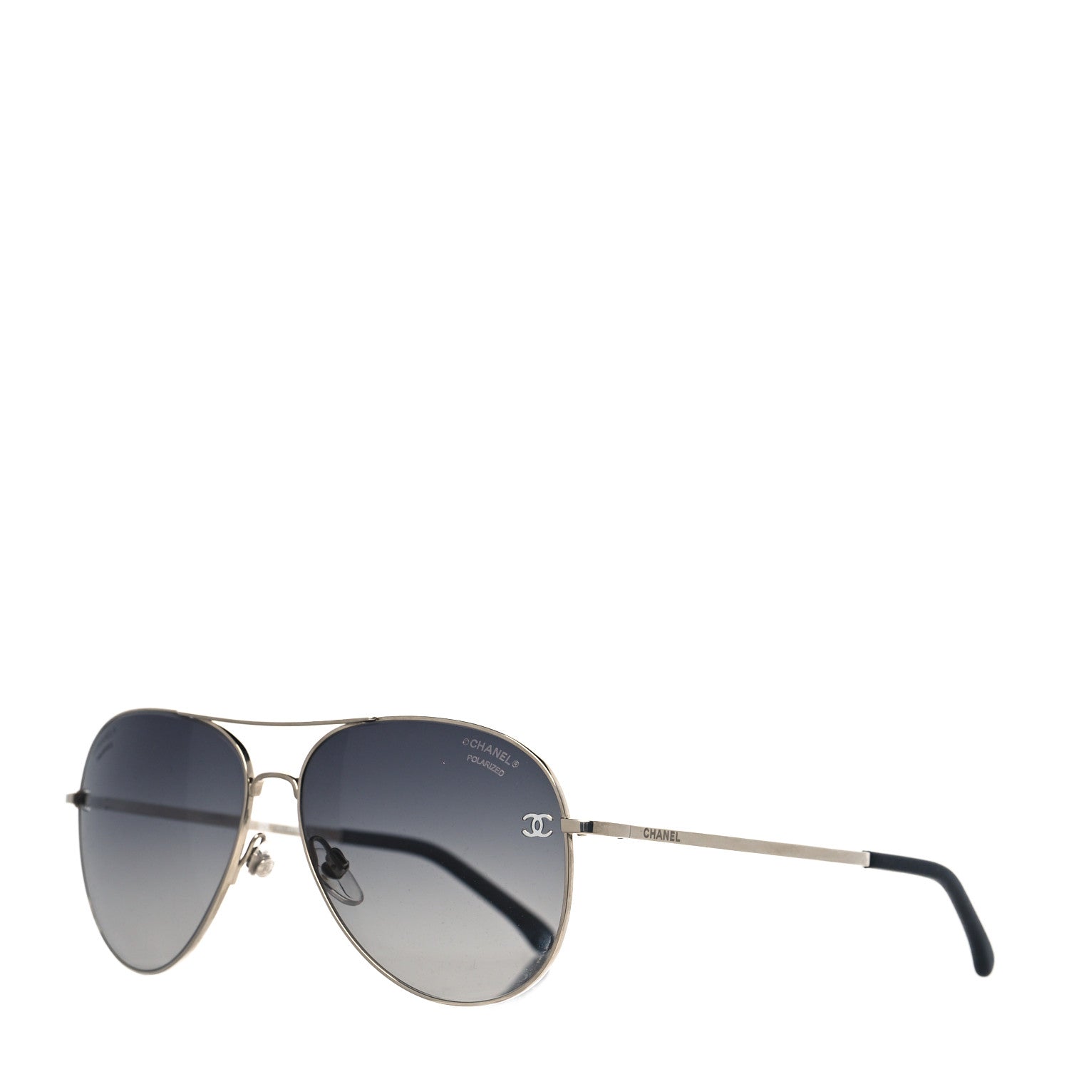 Chanel Metal Polarized Aviator CC Sunglasses 4189-T-Q Gold 1 of 9