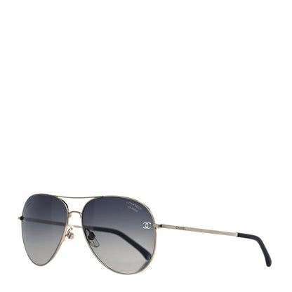 Chanel Metal Polarized Aviator CC Sunglasses 4189-T-Q Gold 1 of 9