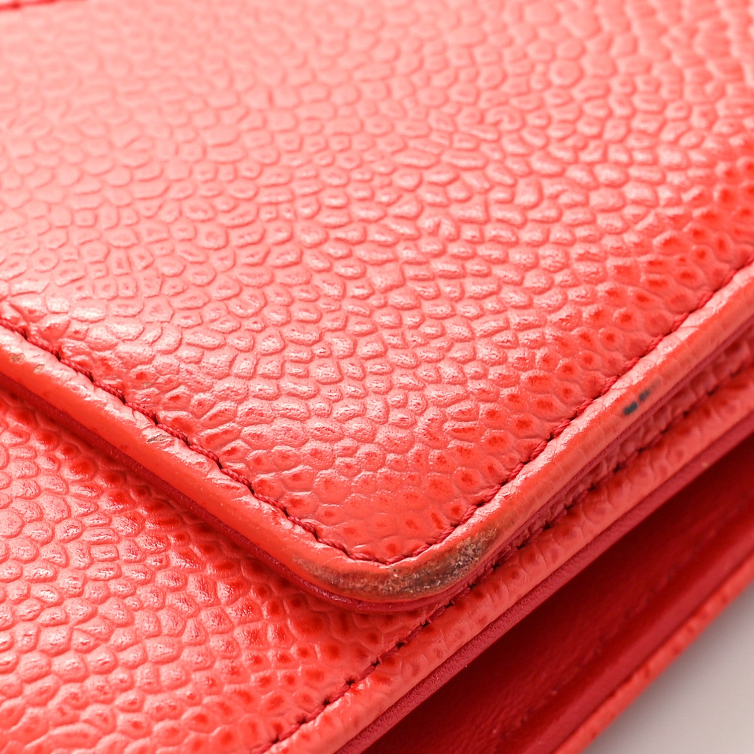Chanel Caviar Timeless CC Wallet on Chain WOC Red 11 of 12