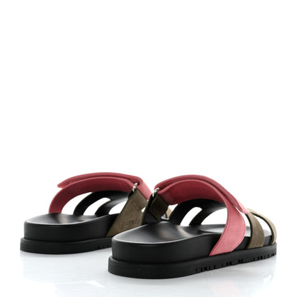 Hermes Suede Goatskin Womens Chypre Sandals 38 Toundra Rose Du Desert 4 of 9