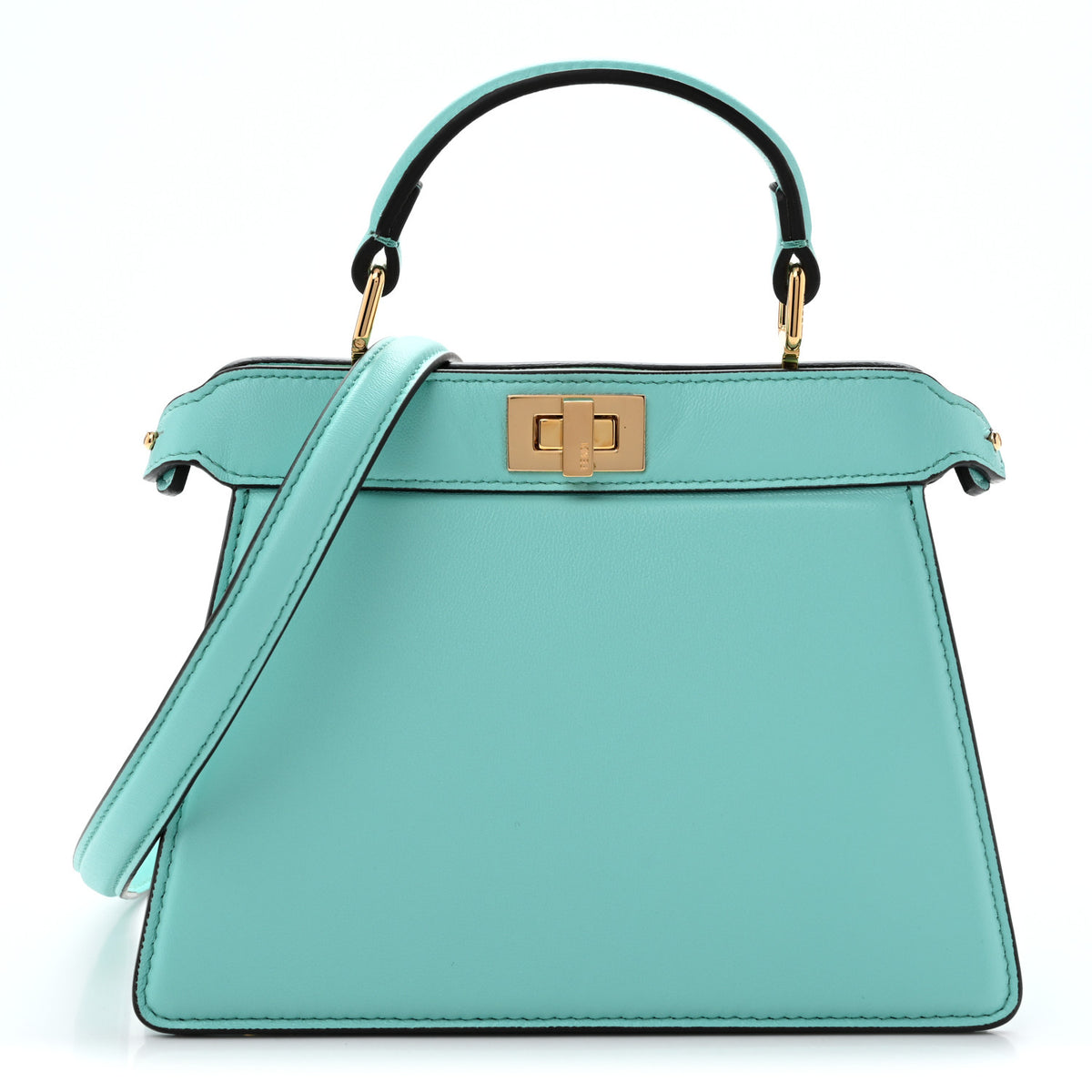 Shiny Nappa Petite Peekaboo I SEE U Satchel Spring Turquoise