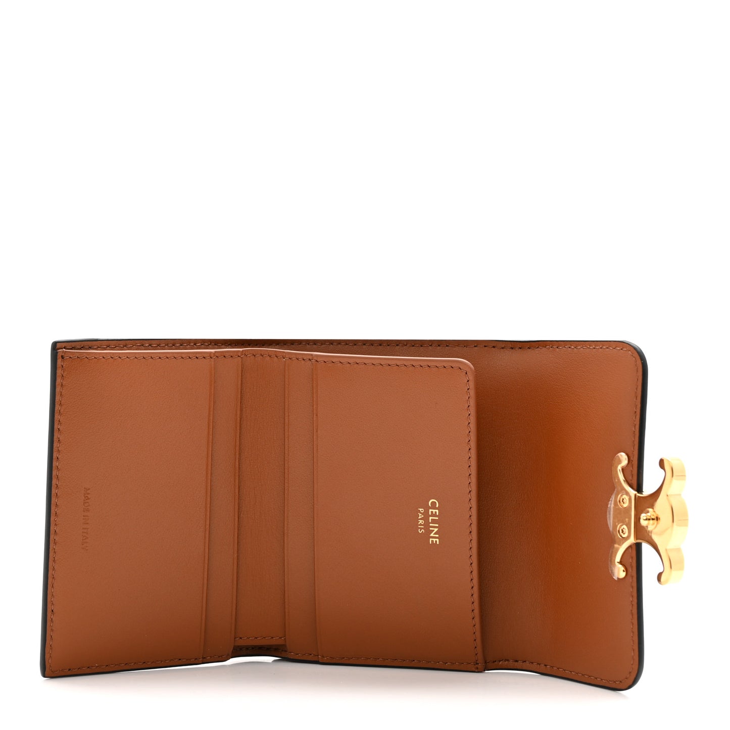 Canvas Triomphe Compact Triomphe Wallet With Coin Purse Tan