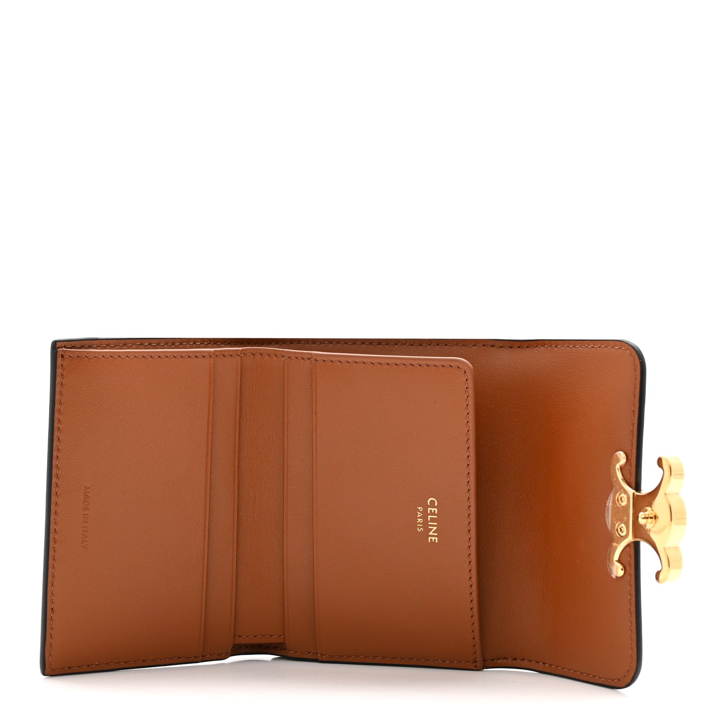 Celine Canvas Triomphe Compact Triomphe Wallet With Coin Purse Tan 5 of 9