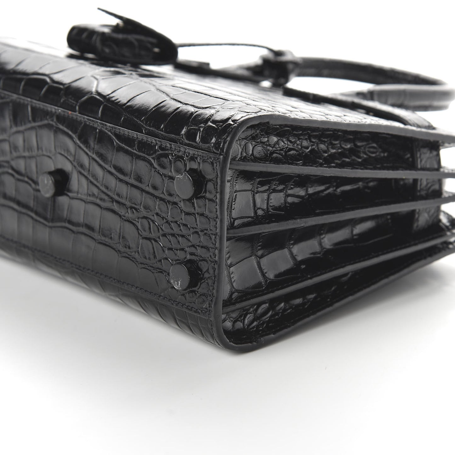 Calfskin Crocodile Embossed Nano Sac De Jour Black