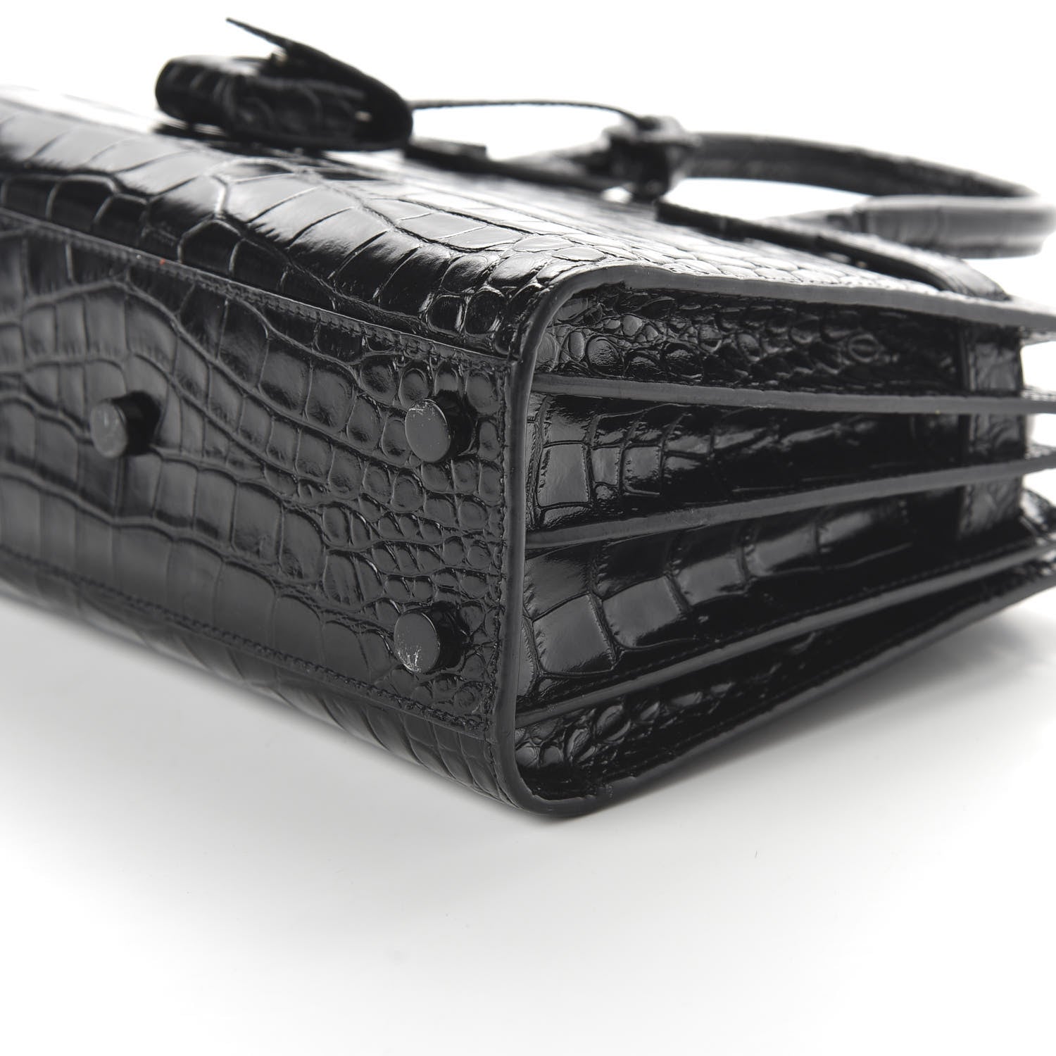 Saint Laurent Calfskin Crocodile Embossed Nano Sac De Jour Black 7 of 10