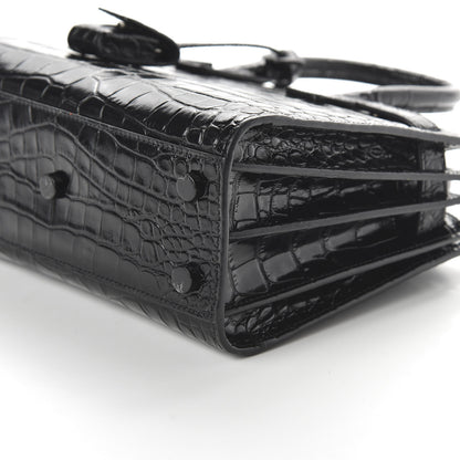 Saint Laurent Calfskin Crocodile Embossed Nano Sac De Jour Black 7 of 10