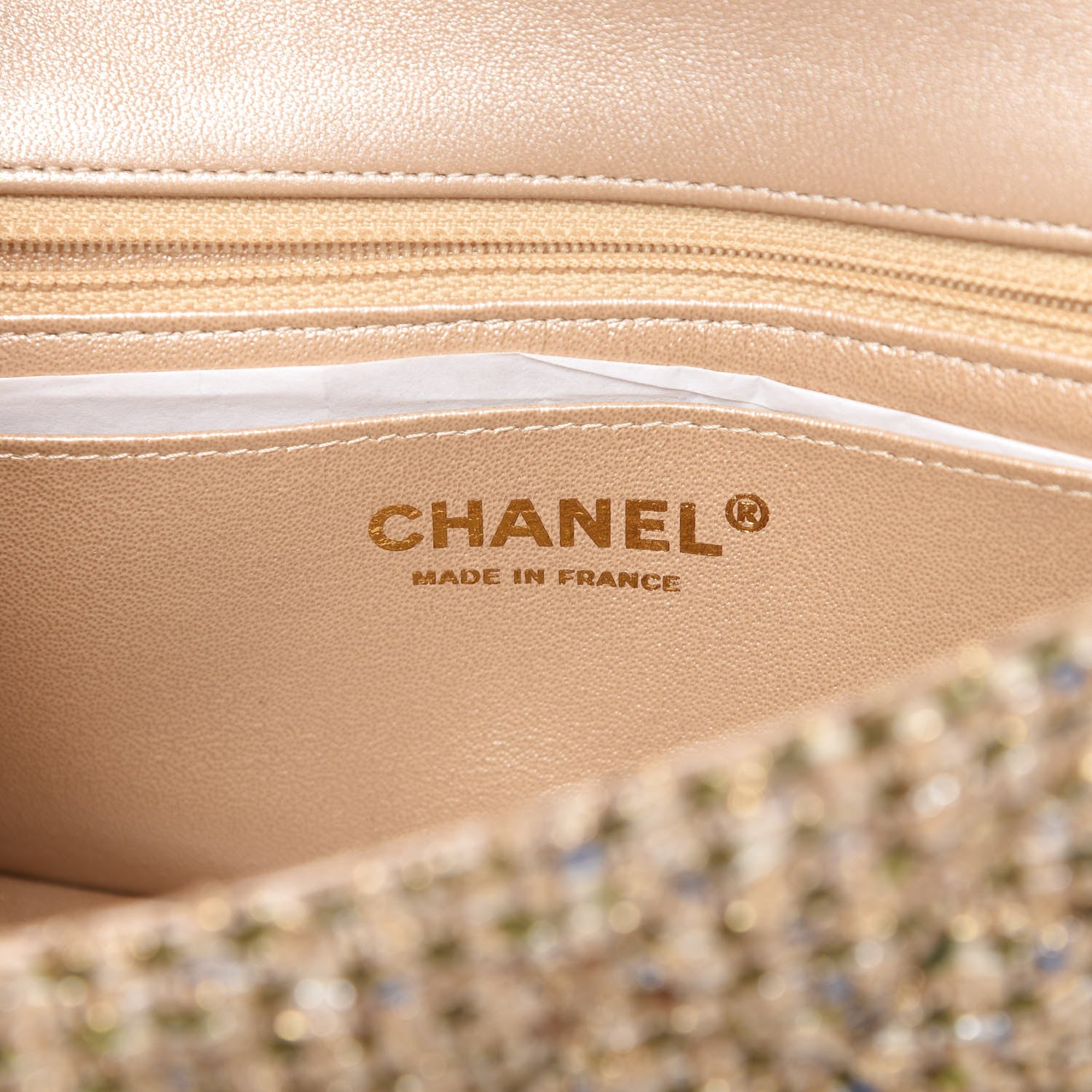 Chanel Tweed Quilted Mini Rectangular Flap Beige 8 of 11