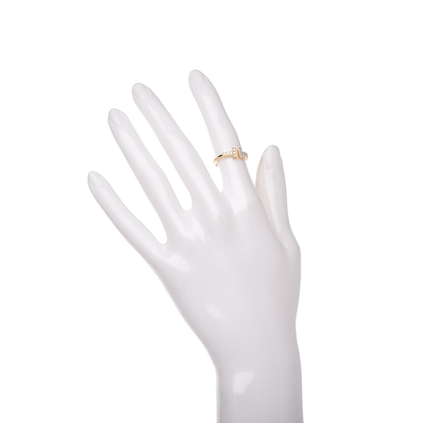 18K Yellow Gold Diamond T Wire Ring 48 4.5