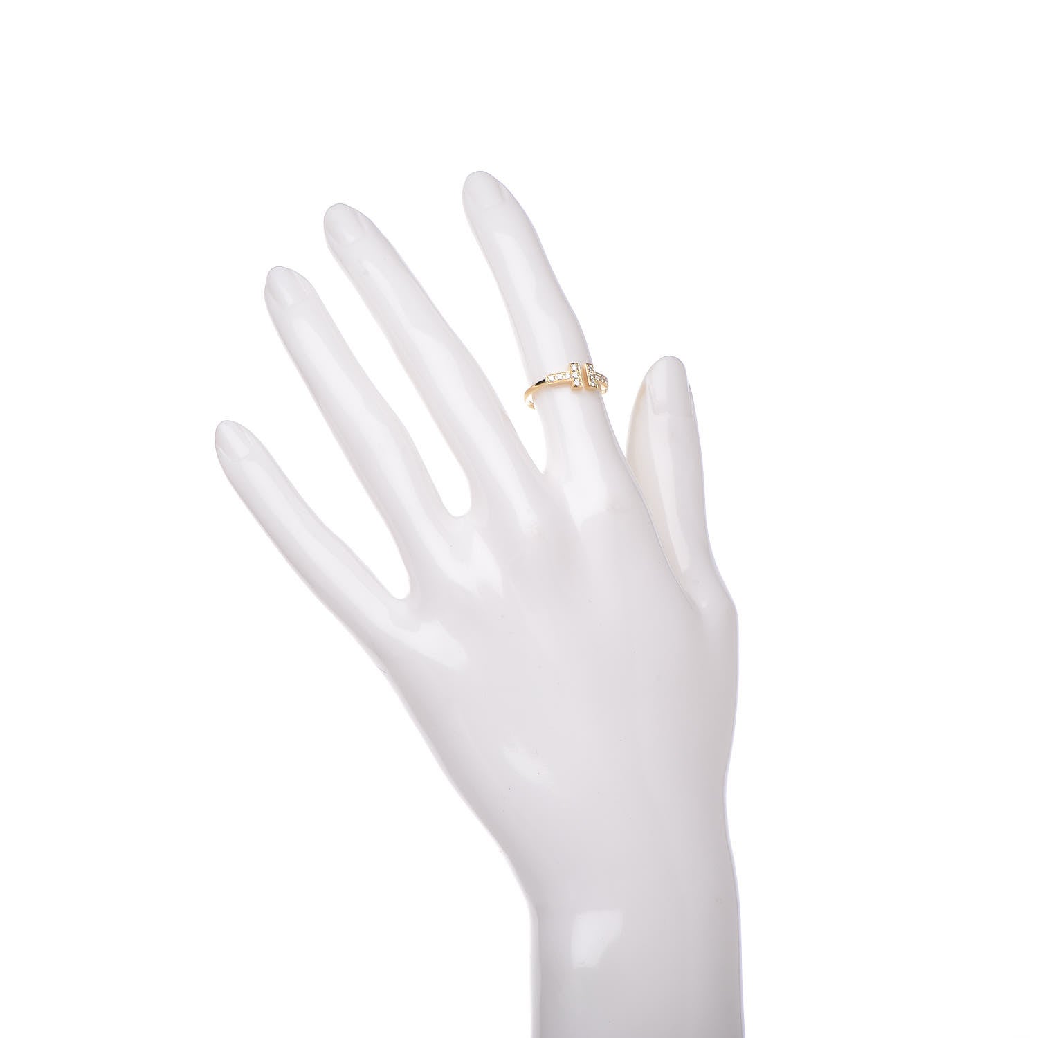 Tiffany 18K Yellow Gold Diamond T Wire Ring 48 4.5 2 of 5