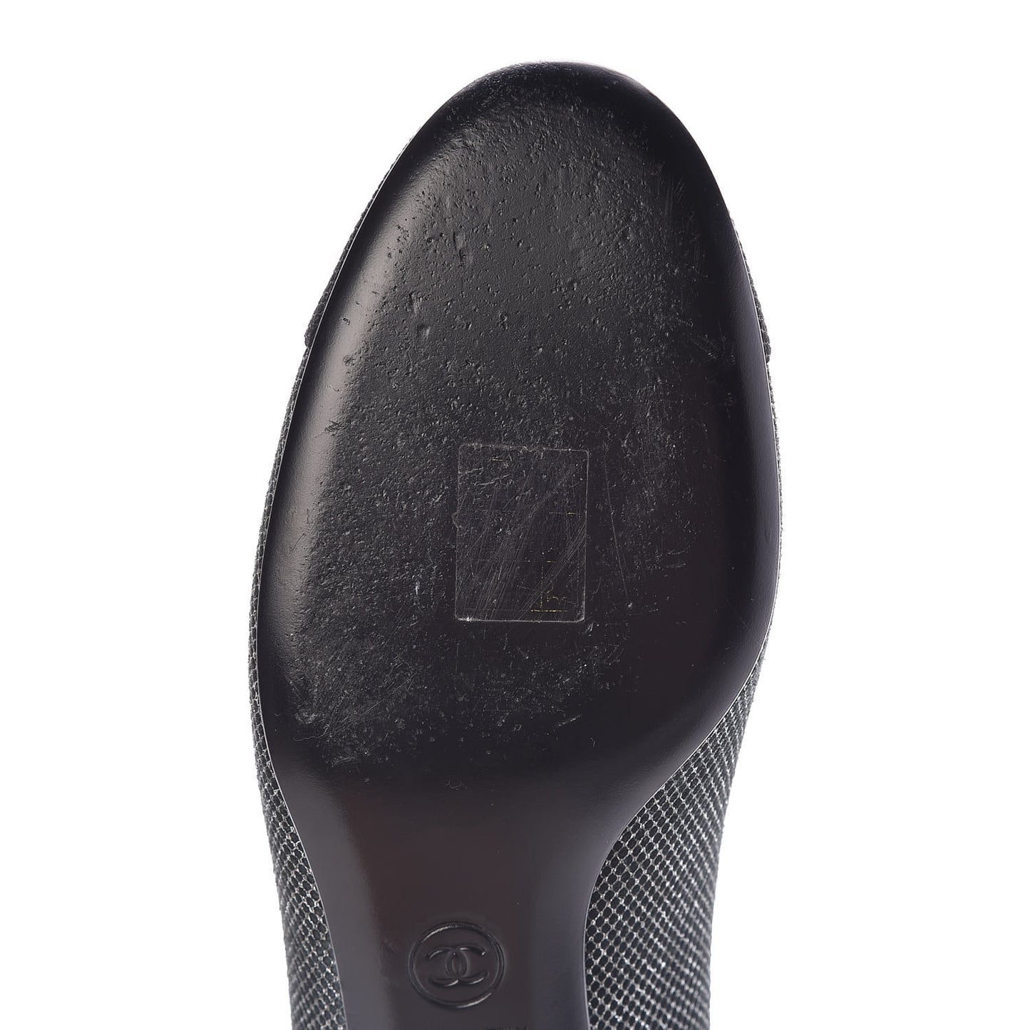 Metallic Mesh Quilted CC Cap Toe Pumps 38.5 Black Silver