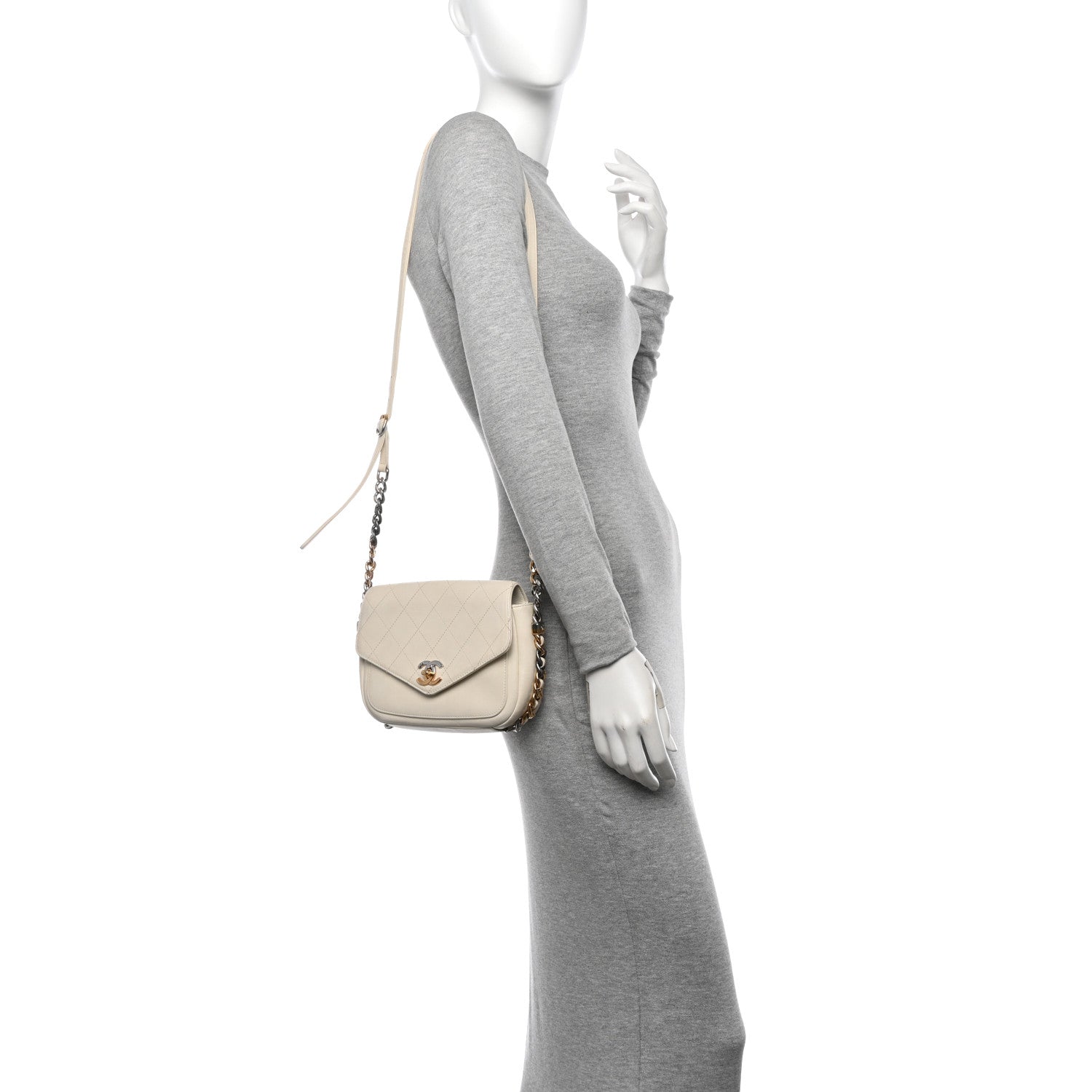 Chanel Calfskin Stitched Small Precious Union Flap Bag White 2 of 10