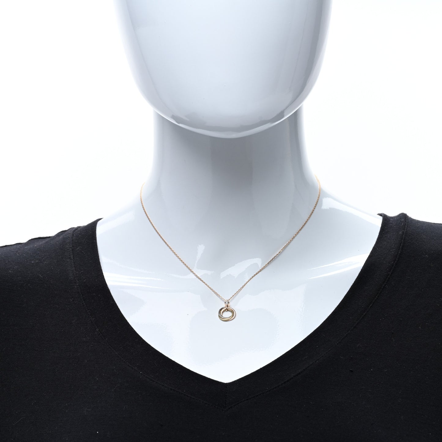 18K Pink Yellow White Gold Diamond Trinity Pendant Necklace