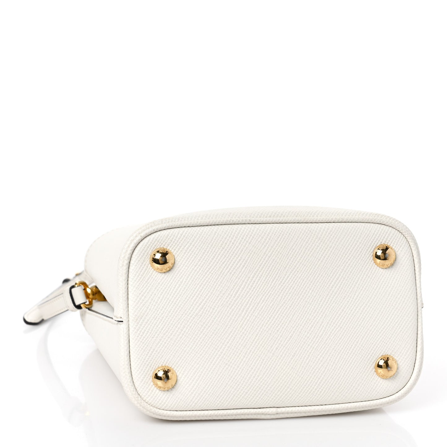 Saffiano Cuir Calfskin Small Panier Bucket Bag White Black