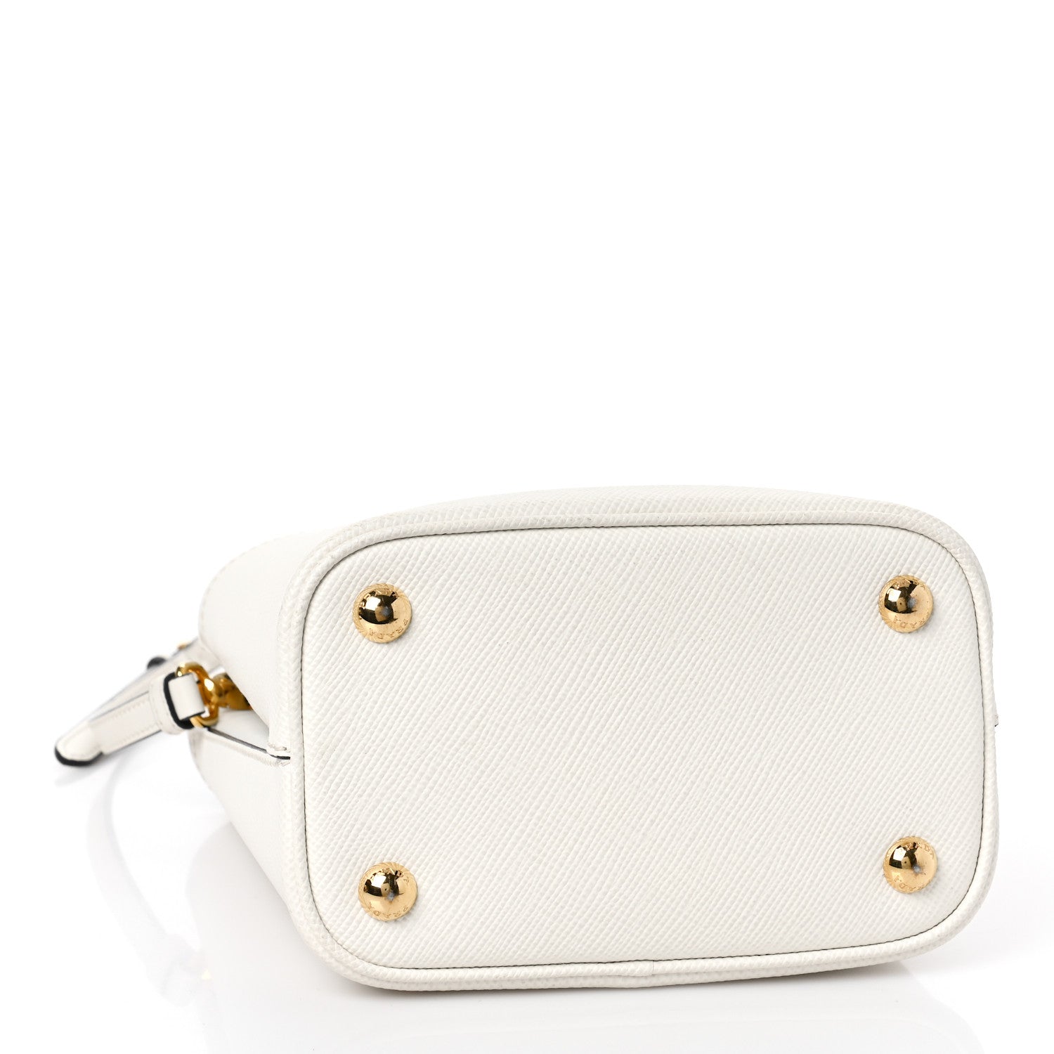 Prada Saffiano Cuir Calfskin Small Panier Bucket Bag White Black 4 of 9